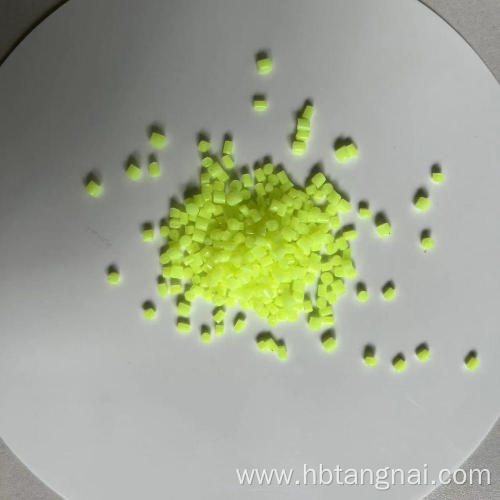 Granular fluorescent brightener plastic particle